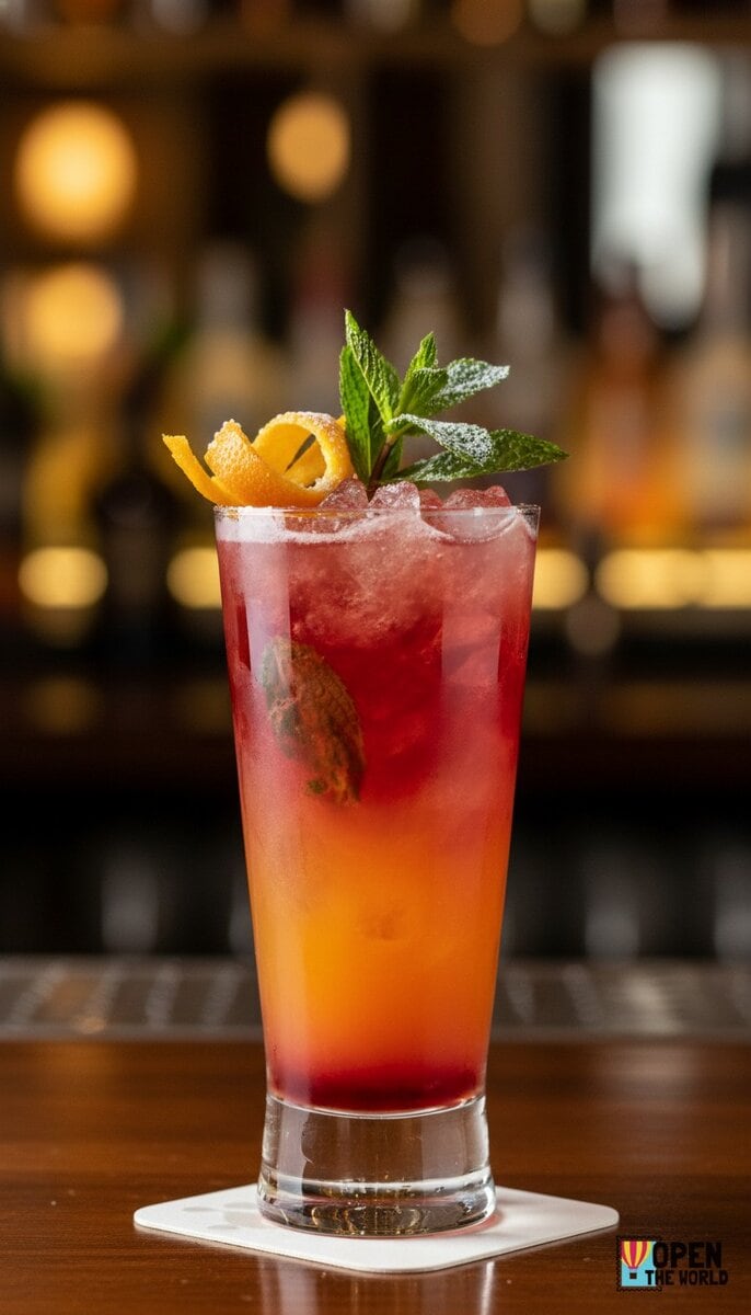 A beautiful, appetizing photo of Citrus Burst Refresher cocktail, professional drink photography, ele...