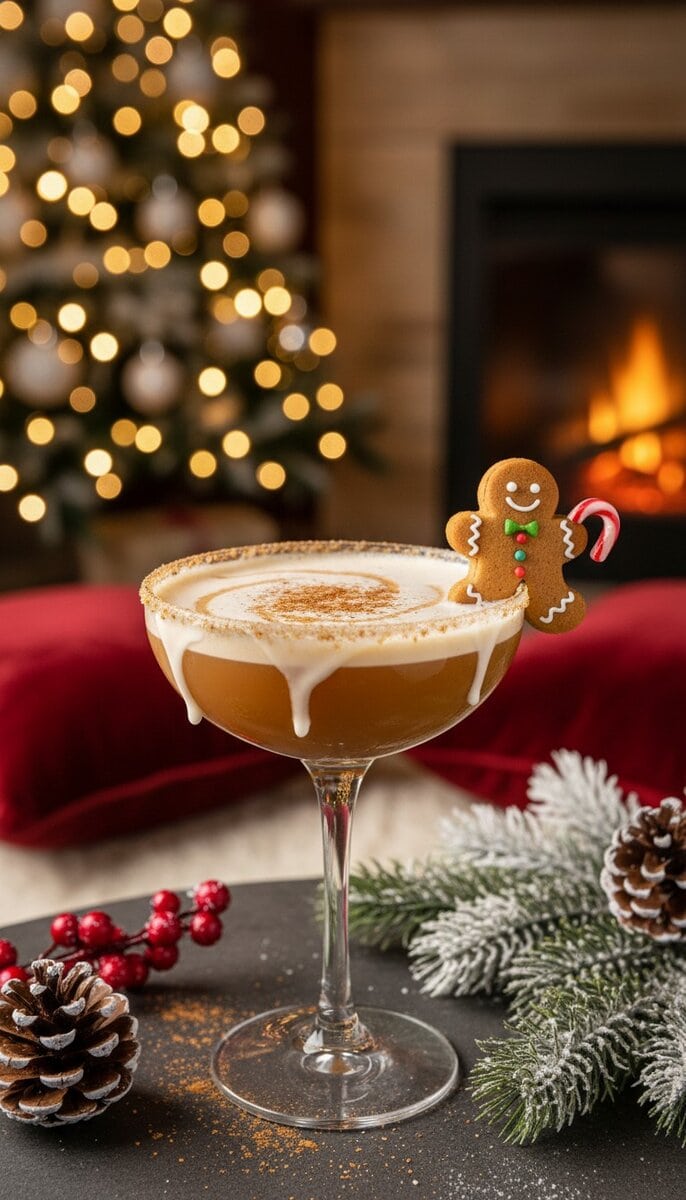 Gingerbread Martini cocktail in xmas atmosphere