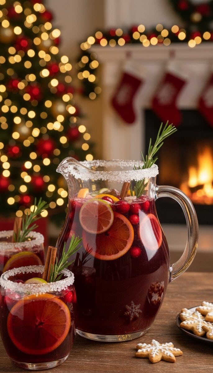 Christmas Sangria cocktail in xmas atmosphere